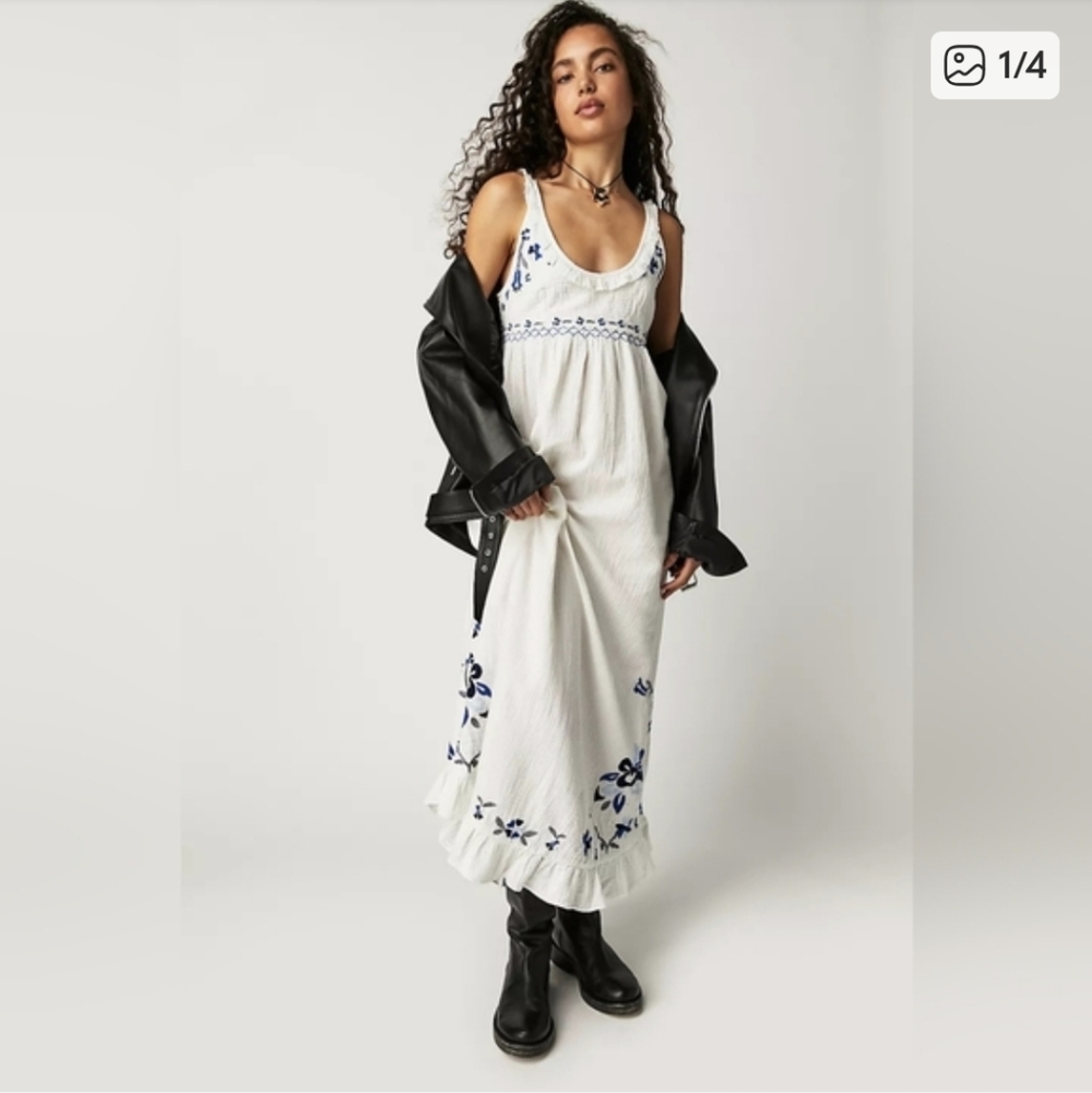 Free People Magda Bohemian Embroidered Maxi Dress Size Small